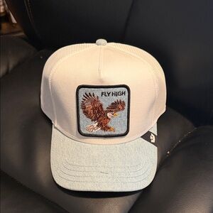 Fly High White and Blue Cap. Denim ."fly high"
